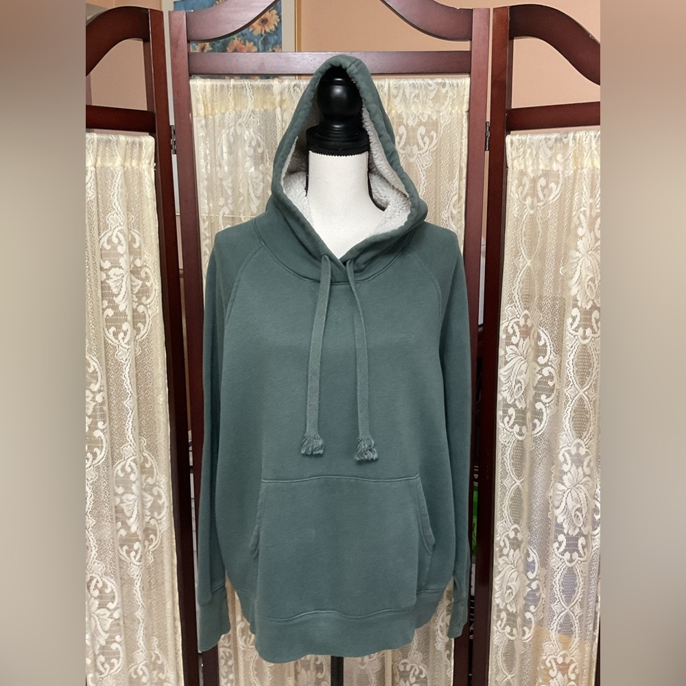 OLD NAVY PULLOVER FLEECE HOODIE w/ SHERPA LINED HOOD - SZ XXL